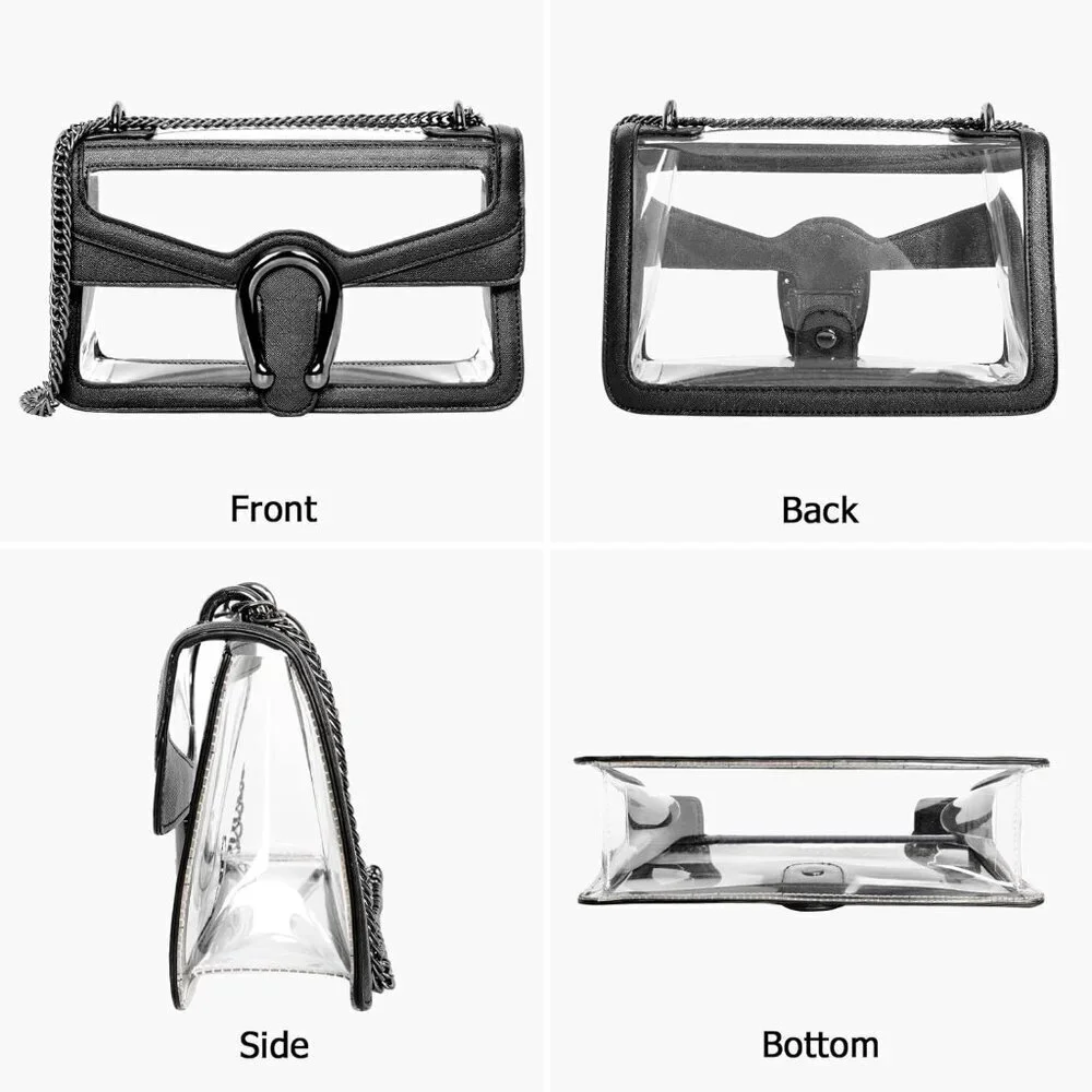 Women's Clear Crossbody Bag Vegan Leather Small Stadium Approved Purse